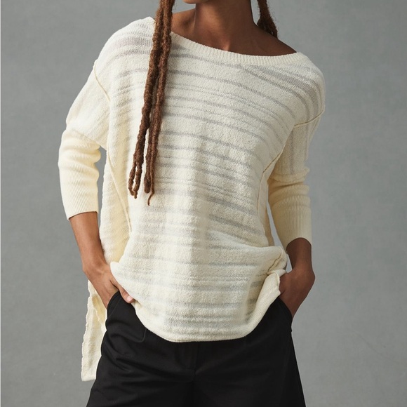Pilcro by Anthropologie oversized sweater tunic in ivory - Picture 4 of 15